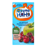 ПРОДУКТЫ ДЛЯ ДЕТЕЙ Фруто Фруто Няня сок детский яблоко,вишня осветленный 5м+ 0,2л